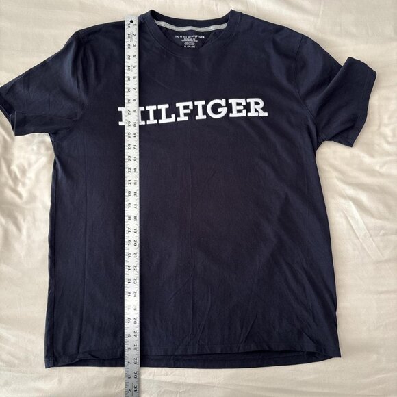 Tommy Hilfiger Navy Tee with White Embroidered Lettering - Picture 3 of 6